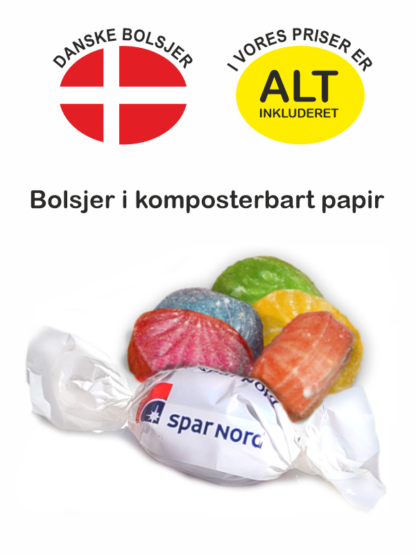 Danmarks billigeste Bolcher/bolsjer med logo,